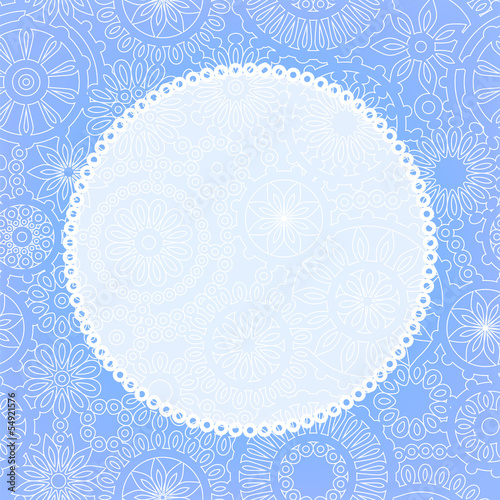 Blue floral lace greeting card background for your text or image