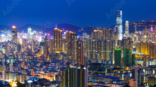 Hong Kong skyline at night © leungchopan