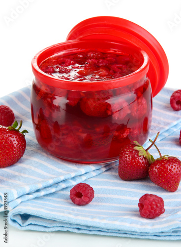 Home made berry jam isolated on white