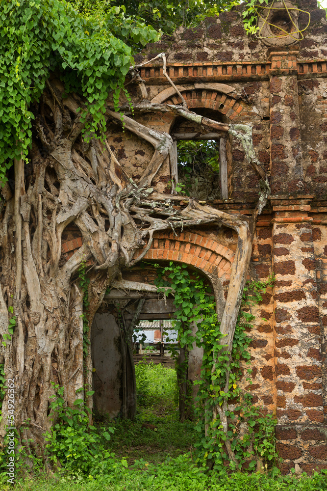 Colonial ruin in Tha Rae, Sakon Nakhon, Thailand