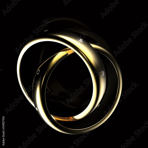 Gold Wedding Ring with diamond. Holiday symbol