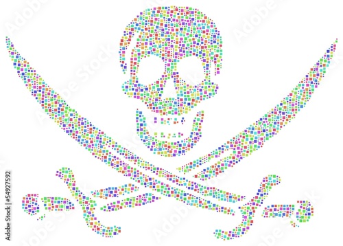 Pirate flag revisited in a mosaic of harlequin square