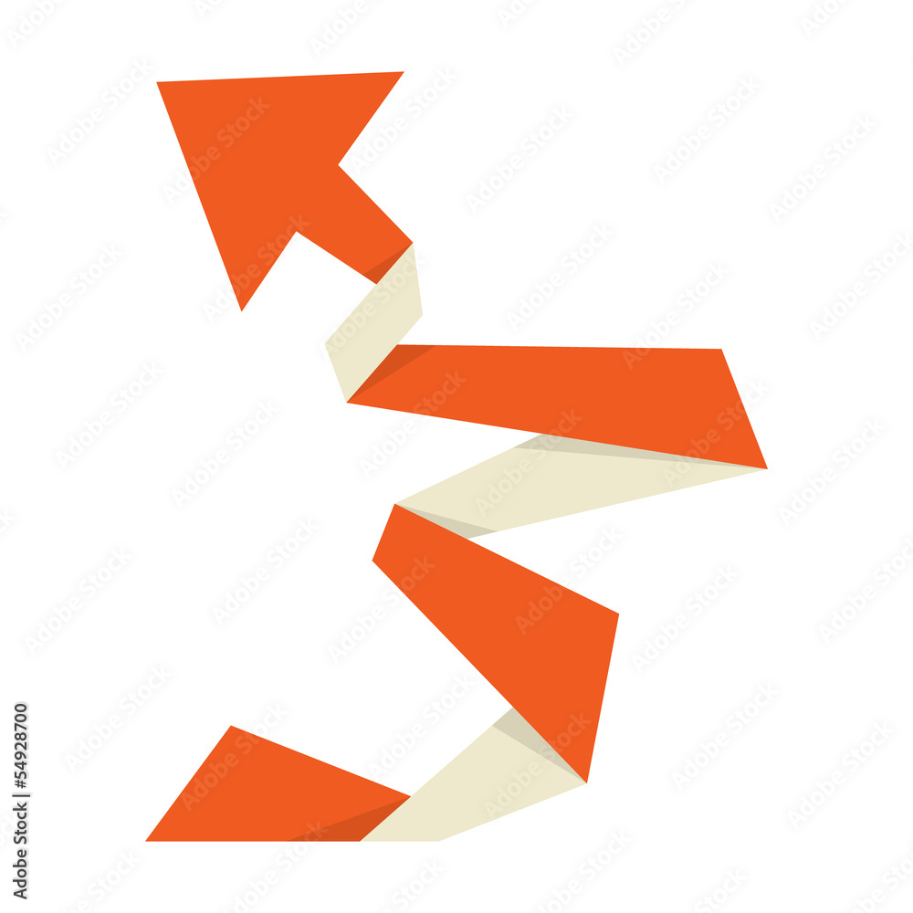 The orange origami arrow The orange origami arrow