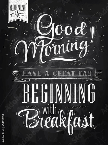 Poster Good morning! breakfast chalk