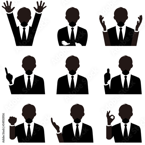 サラリーマン　シルエット　喜怒哀楽