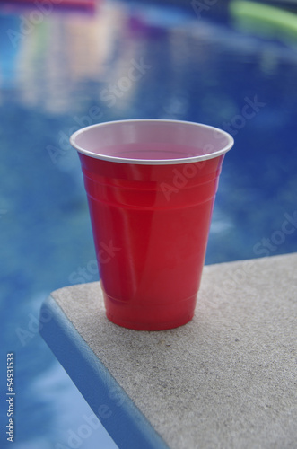 Fototapeta Red plastic cup for party