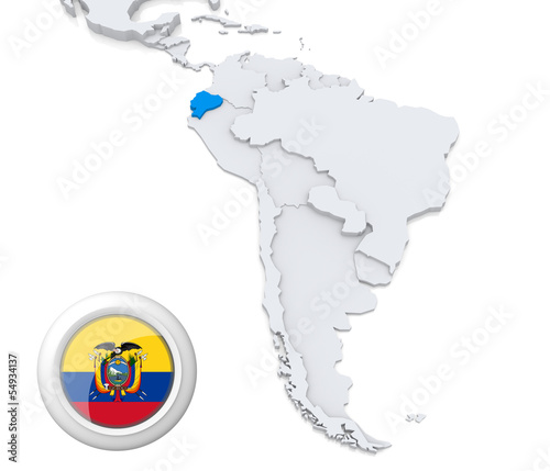 Ecuador on a map of South America