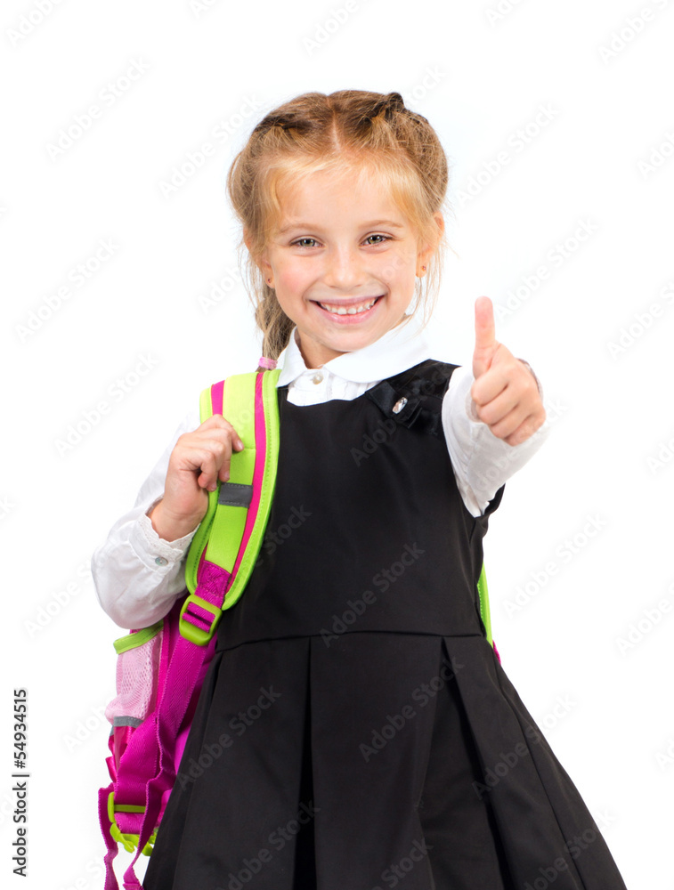 little cute girl with a backpack little cute girl with a backpack