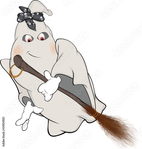 Spirit and broom. Cartoon