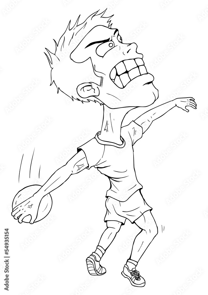 Fototapeta premium Line-art caricature of a disc thrower