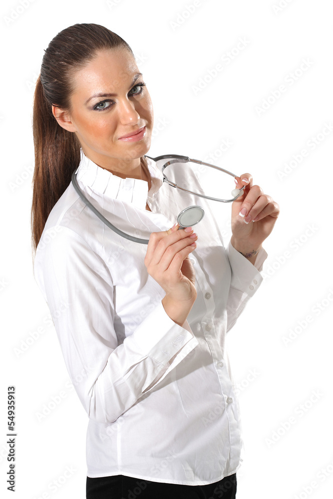 Stetoskop tutan bayan doktor hemşire Stock Photo | Adobe Stock