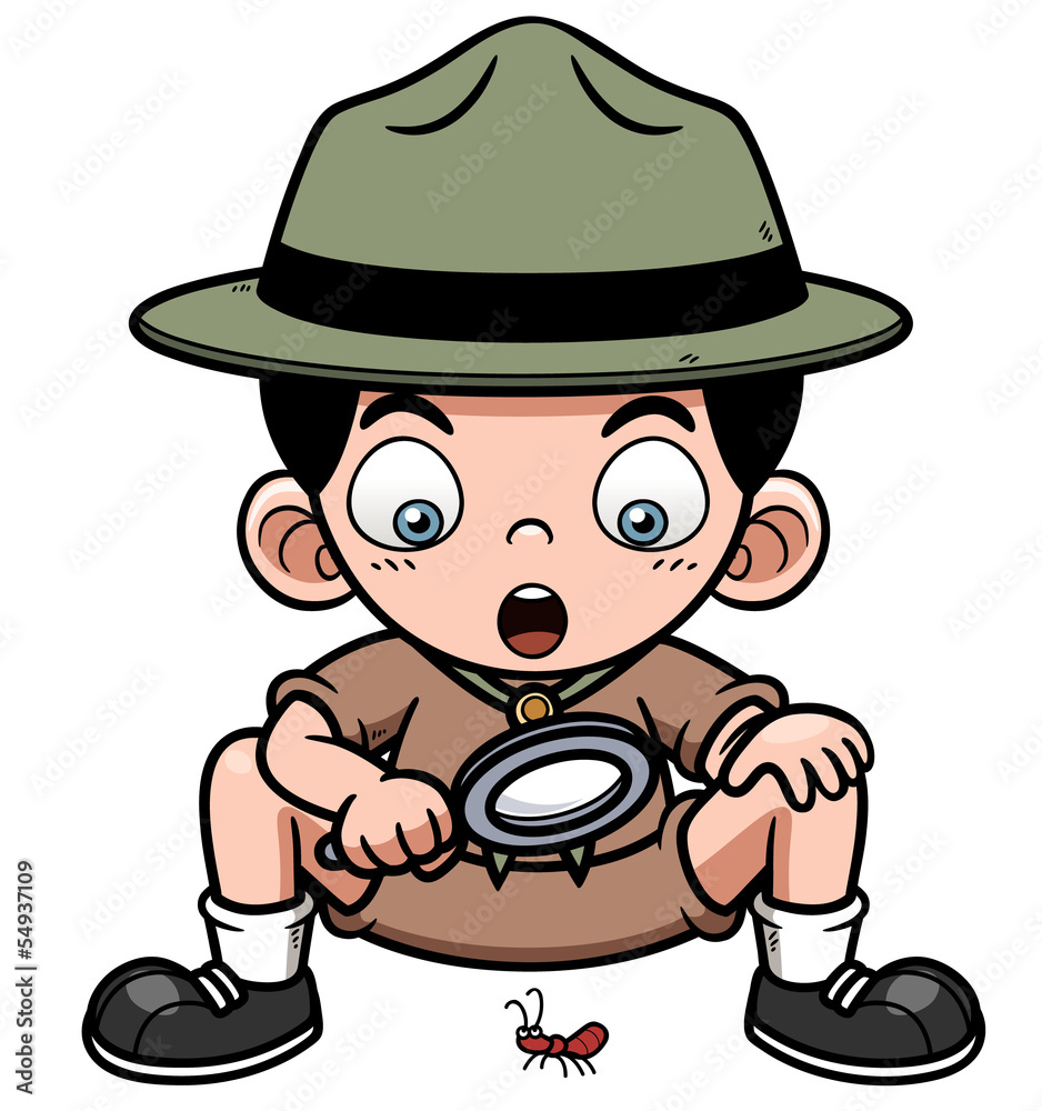 Vector illustration of Boy with magnifying glass