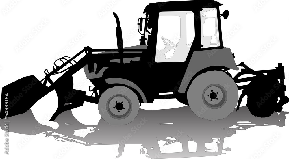 Vector silhouette of a tractor of road service Vector silhouette of a tractor of road service