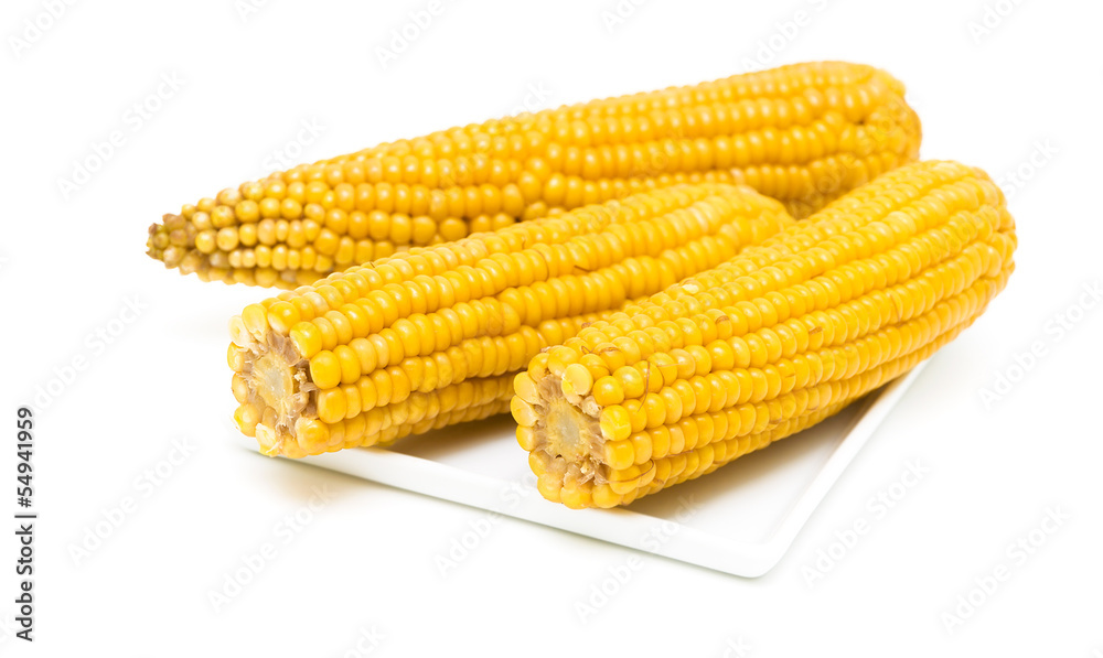 boiled corn isolated on white background boiled corn isolated on white background