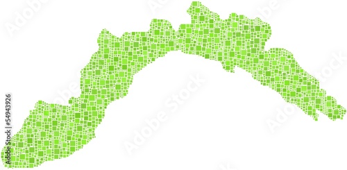Map of Liguria - Italy - in a mosaic of green squares