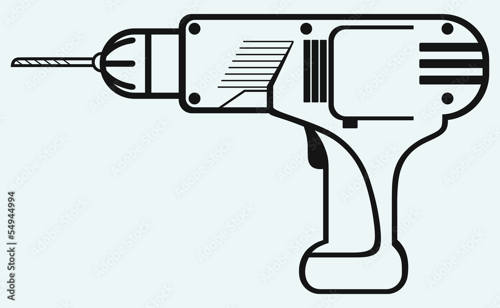 Obraz premium Cordless drill isolated on blue background