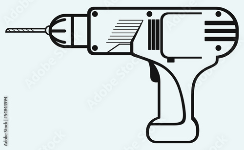 Cordless drill isolated on blue background