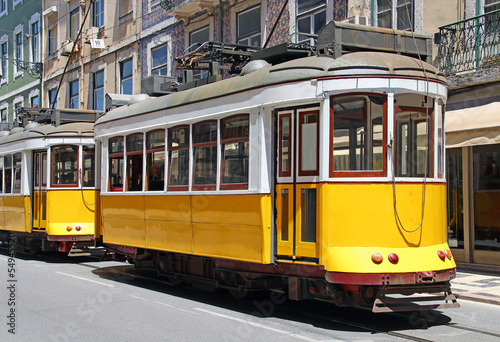 Yellow trams in Lisbon