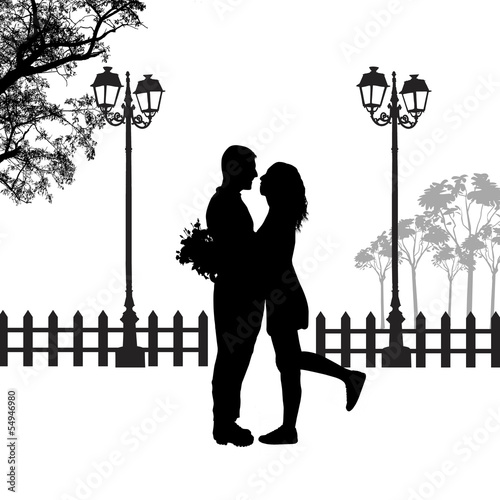 Romantic couple silhouette