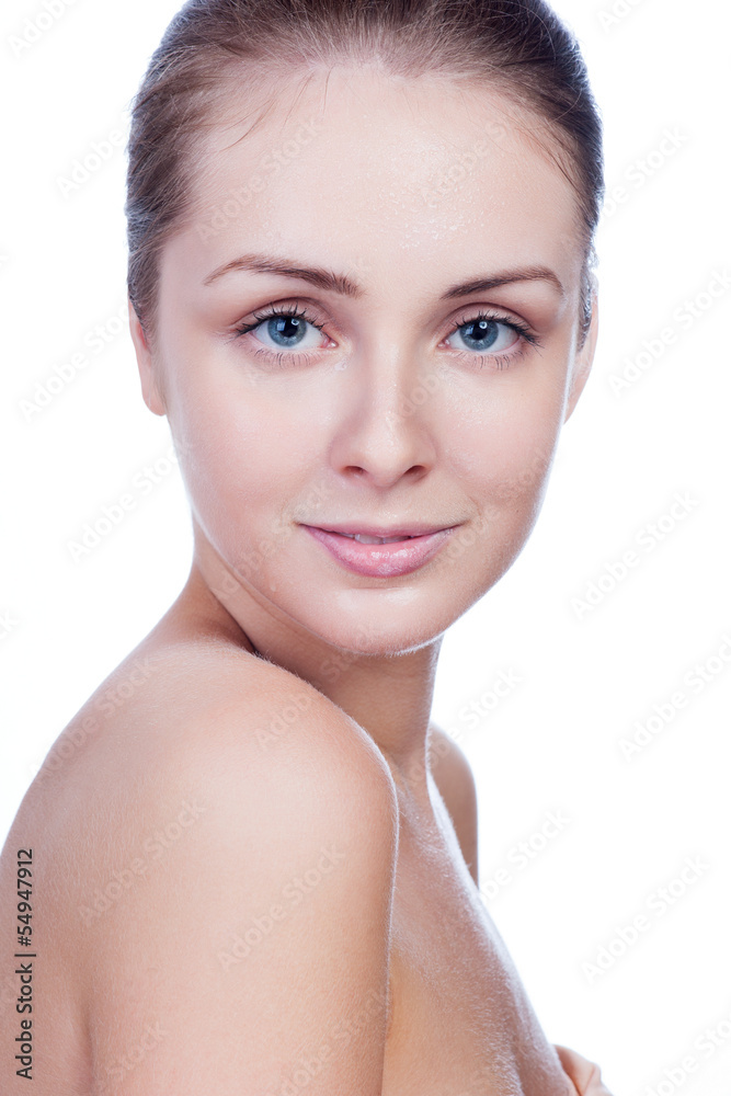 Portrait of young beautiful woman with perfect skin in water Portrait of young beautiful woman with perfect skin in water