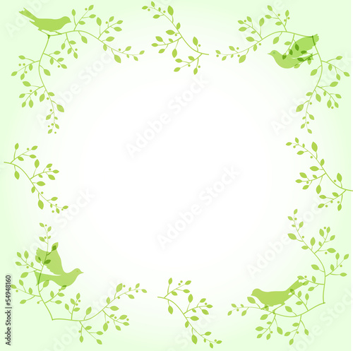 Light green ornamental border with birds