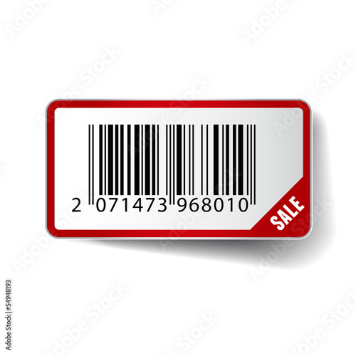 Barcode sticker with SALE tag. Vector