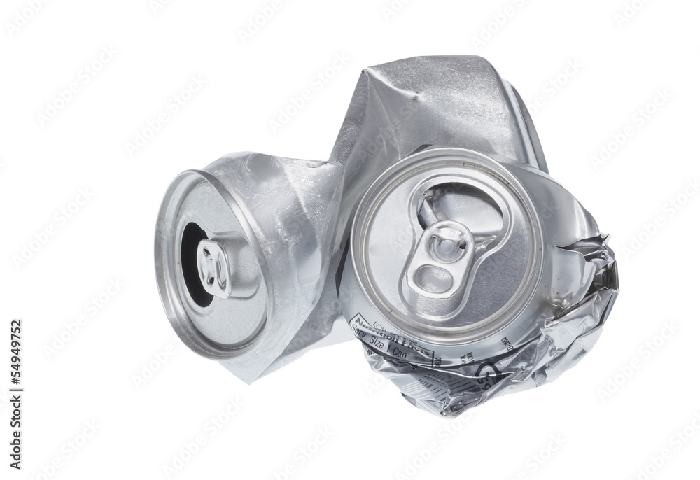 Broken soda can isolated on white background. Broken soda can isolated on white background.