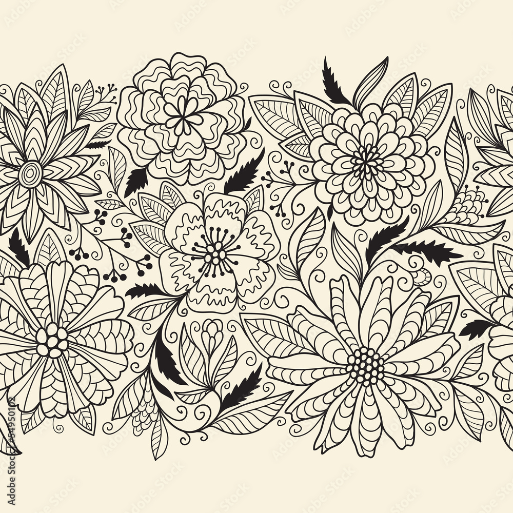 Fototapeta premium Seamless floral ornament.