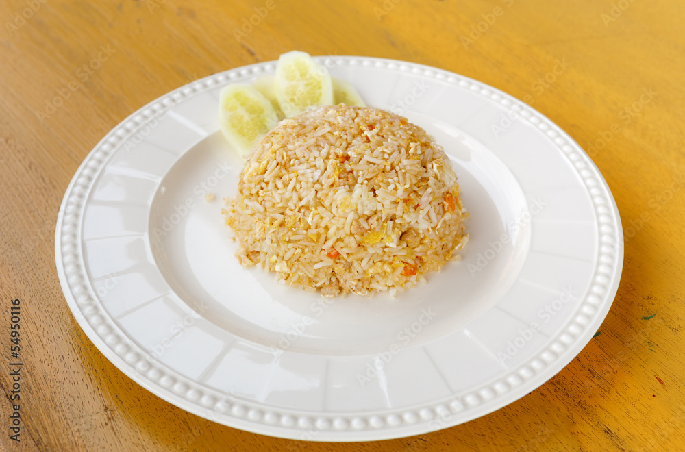 fried rice thai style on white dish fried rice thai style on white dish