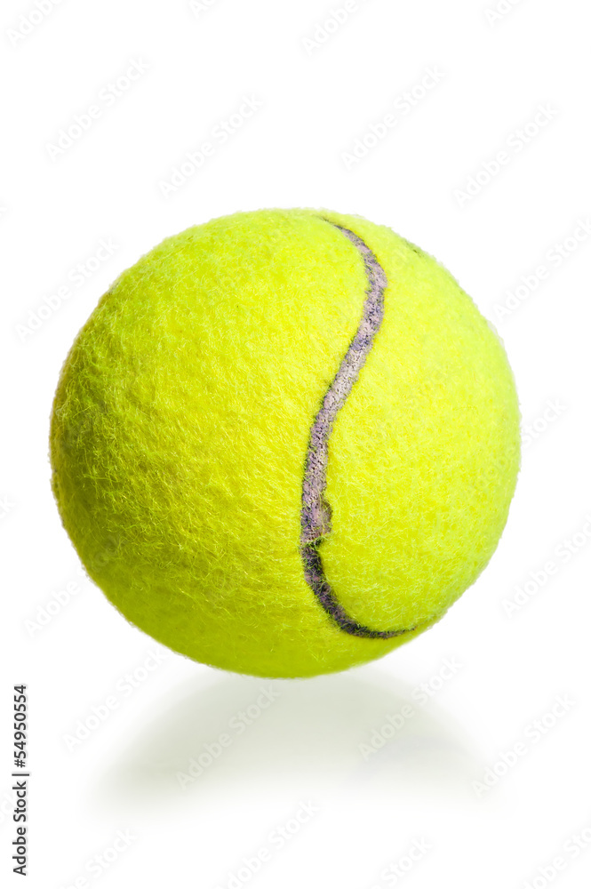 yellow ball for the game of tennis on a white background
