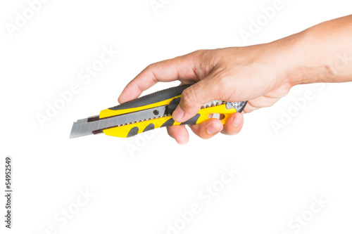 hand with knife sharped cutter