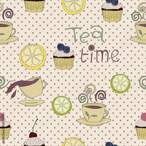 Tea sweets seamless pattern.