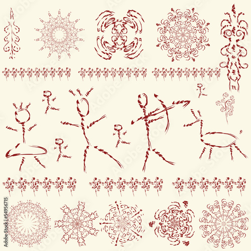 prehistoric pictures, a set of primitive art design elements