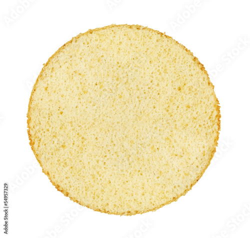 Photographie Slice of a white sponge cake on white isolated background