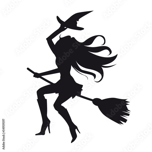 Halloween Hexe auf Besen