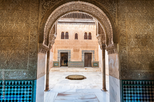 View of Fachada de Comares in Alhambra, Granada.