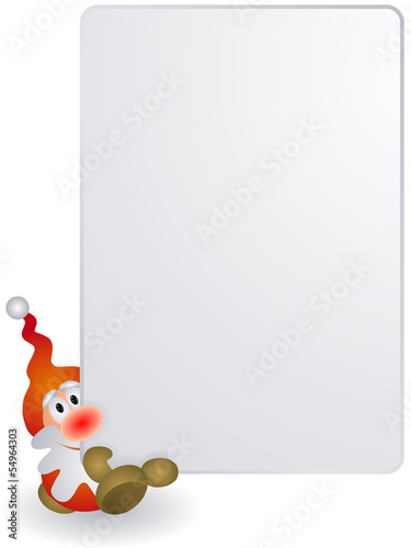 Ein süßer Weihnachtswichtel hält ein leeres Längsschild