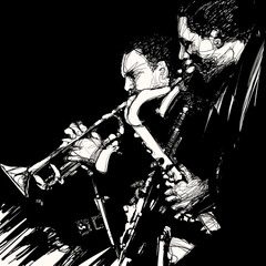 Poster Art Studio Jazz Trompeter mit Messingblech  © Isaxar