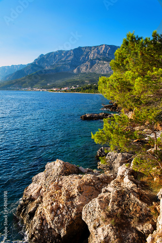 Fototapeta Naklejka Na Ścianę i Meble -  Beautiful view of the rocky coast with blue sea, Croatia