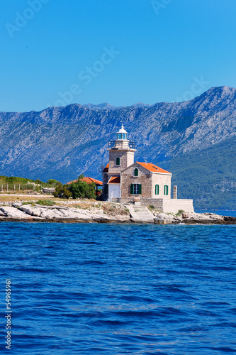 beautiful view of the lighthouse and blue sea, Croatia