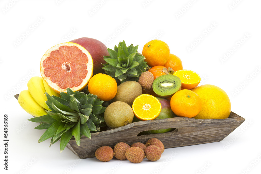 fresh fruit on a wooden tray fresh fruit on a wooden tray