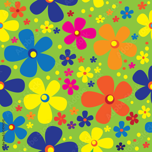 seamless pattern multicolor chamomile