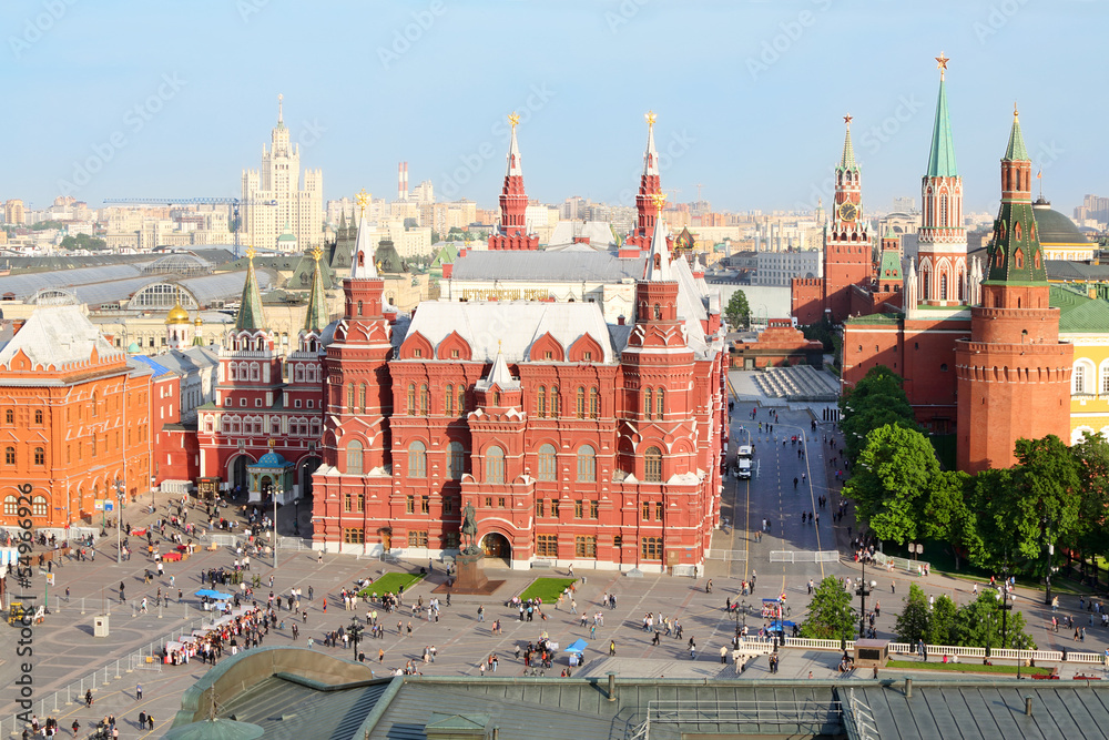 Historical Museum on Red Square at sunny day in Moscow, Russia.