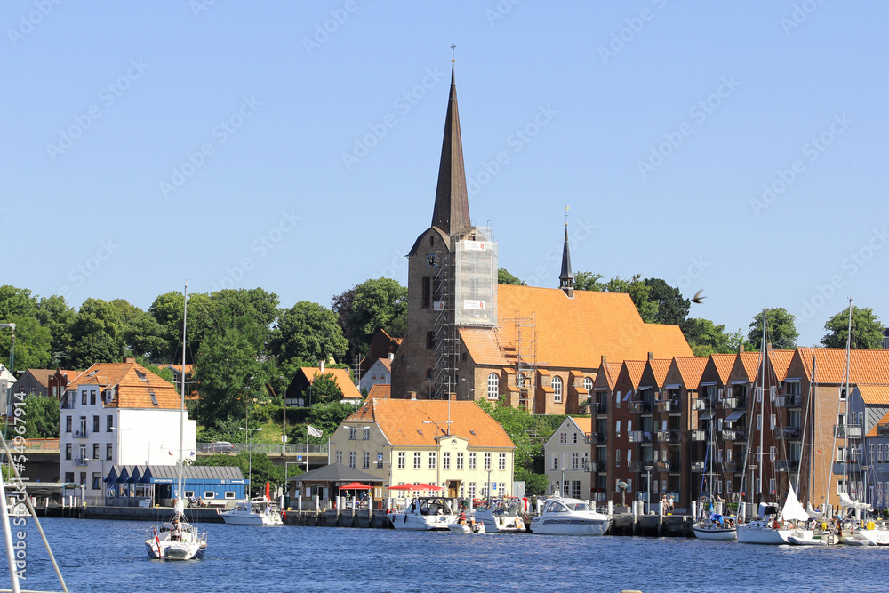 Scenic summer view of color buildings of Nyhavn in  Denmark