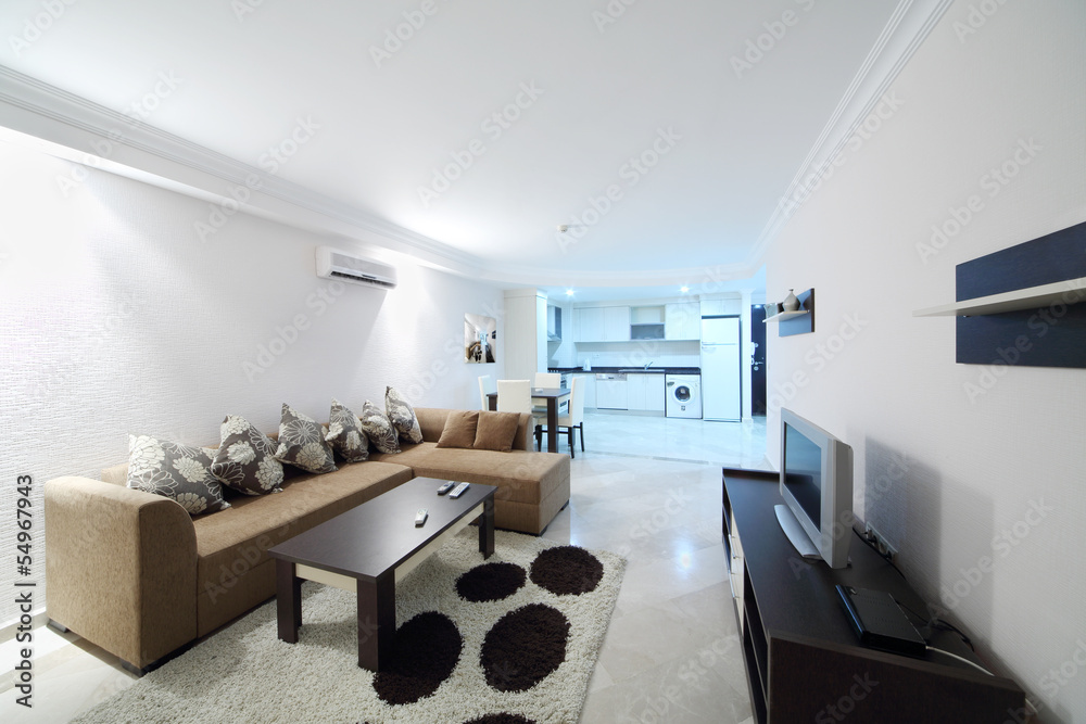 Fototapeta premium Living room and kitchen