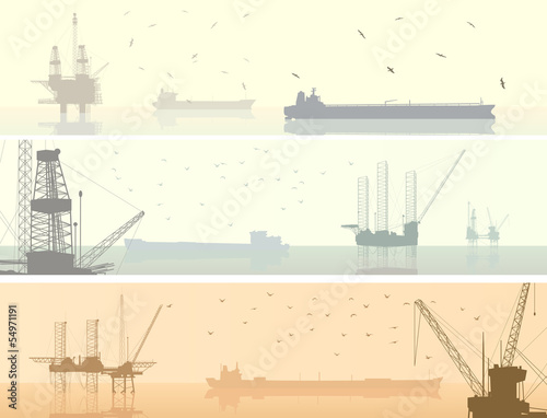 Horizontal  banners of units for oil industry.