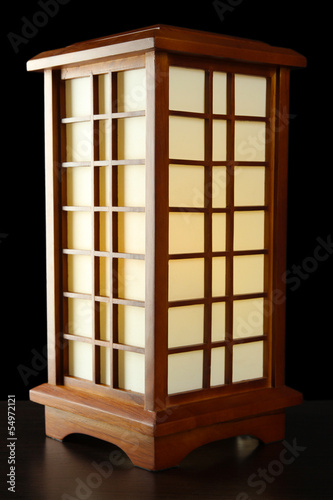 Japanese table lamp on grey background