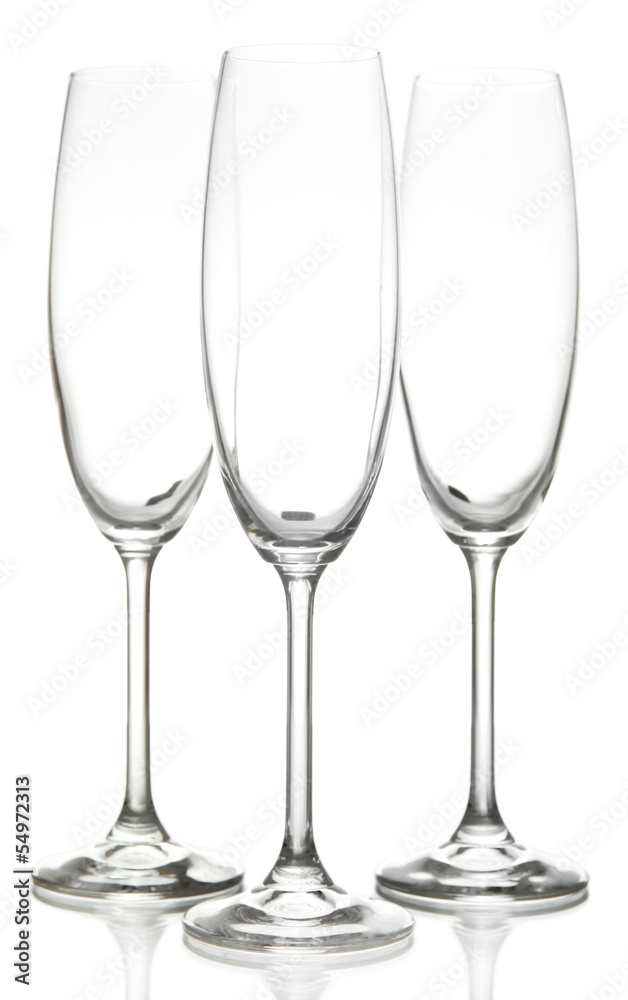 Empty glasses isolated on white