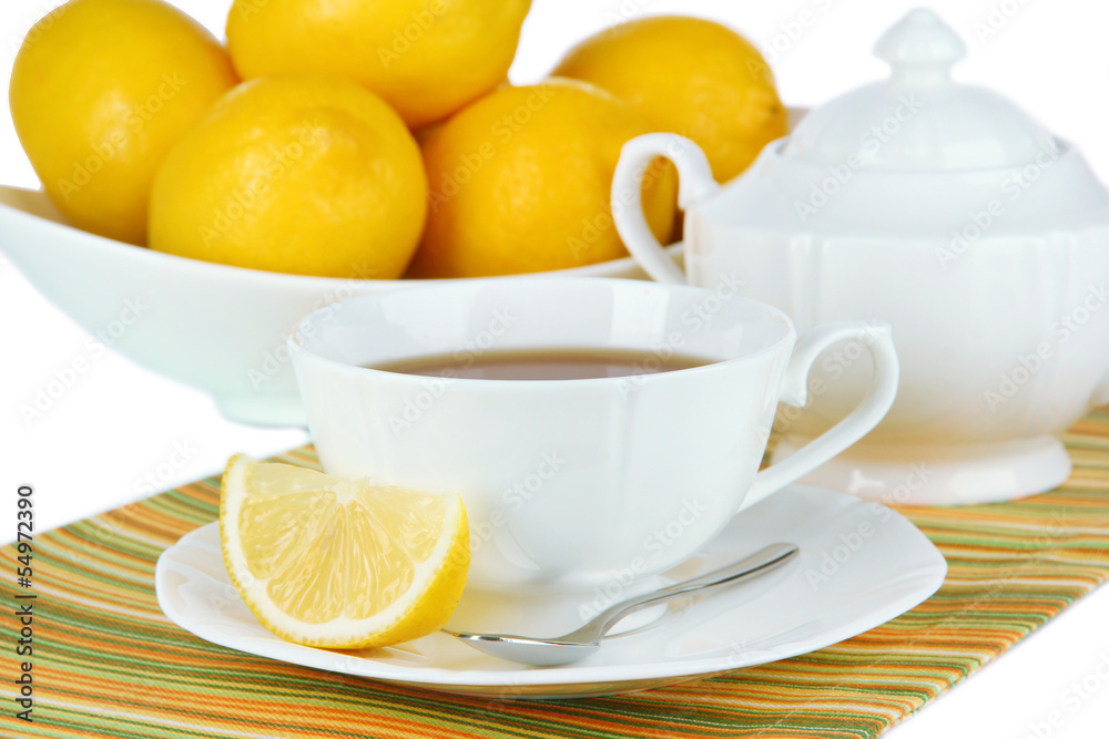 Cup of tea with lemon close-up Cup of tea with lemon close-up