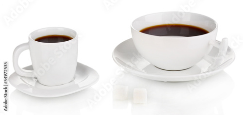 A cups of strong coffee isolated on white